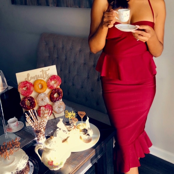 Burgundy peplum dress from Pretty Little Thing ♥️ - Picture 3 of 4